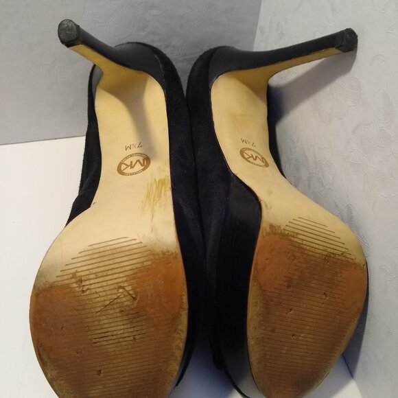 MICHAEL MICHAEL KORS Black Suede Peep Toe Stiletto Booties - Picture 5 of 6